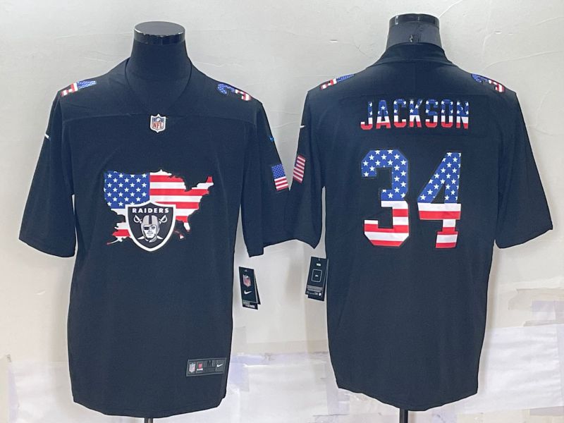 Men Oakland Raiders #34 Jackson Black Map Flag Nike 2022 Limited NFL Jersey->san francisco 49ers->NFL Jersey